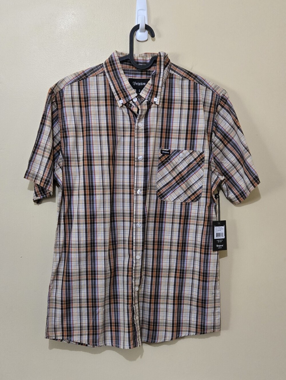 NWT Brixton Short Sleeve Plaid Button Down Shirt